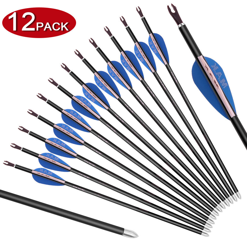 30-inch GPP Archery Carbon Hunting Arrows Field Points Replaceable Tips for Both Recurve and Compound Bows