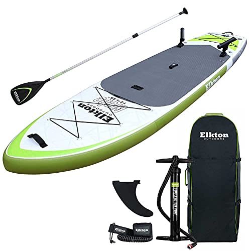 Elkton Outdoors Grebe 12 Foot Fishing Inflatable Paddle Board