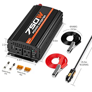 Potek 750W Car Power Inverter